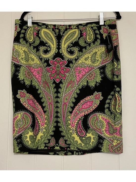 INC International Concepts Dresses & Skirts - Paisley Embroidered Mini Skirt in Black with Pink & Green